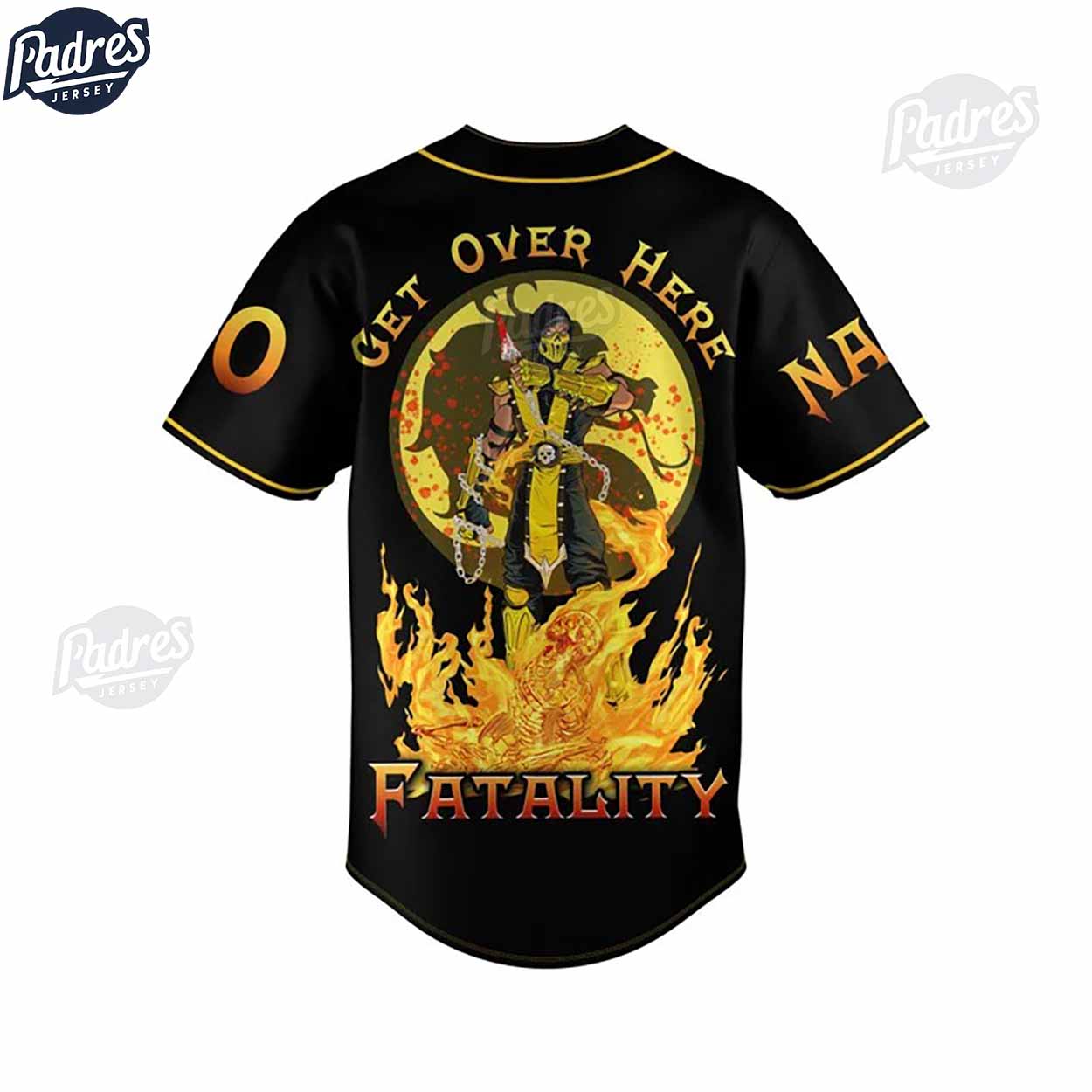 Scorpion Get Over Here Fatality Mortal Kombat Baseball Jersey - Padres Jersey Oasis: Elevate Your Baseball Style Game