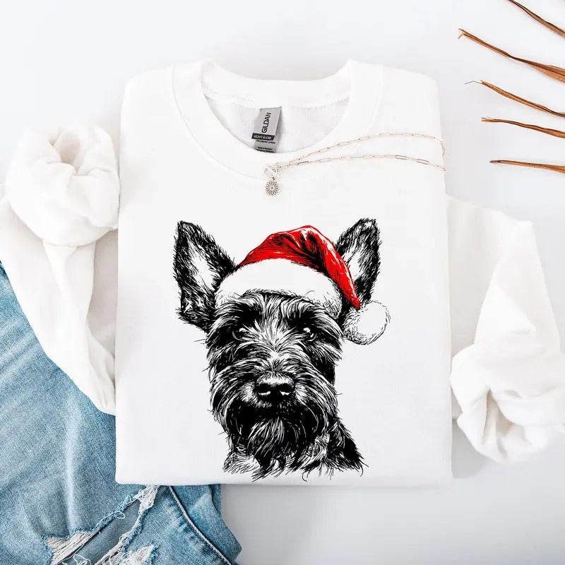 Scottish Terrier, Santa, Scotty Dog, Christmas, Dog Lover, Pet Sweatshirt, Crew Neck, Women's, Crewneck T-Shirts, Hoodie