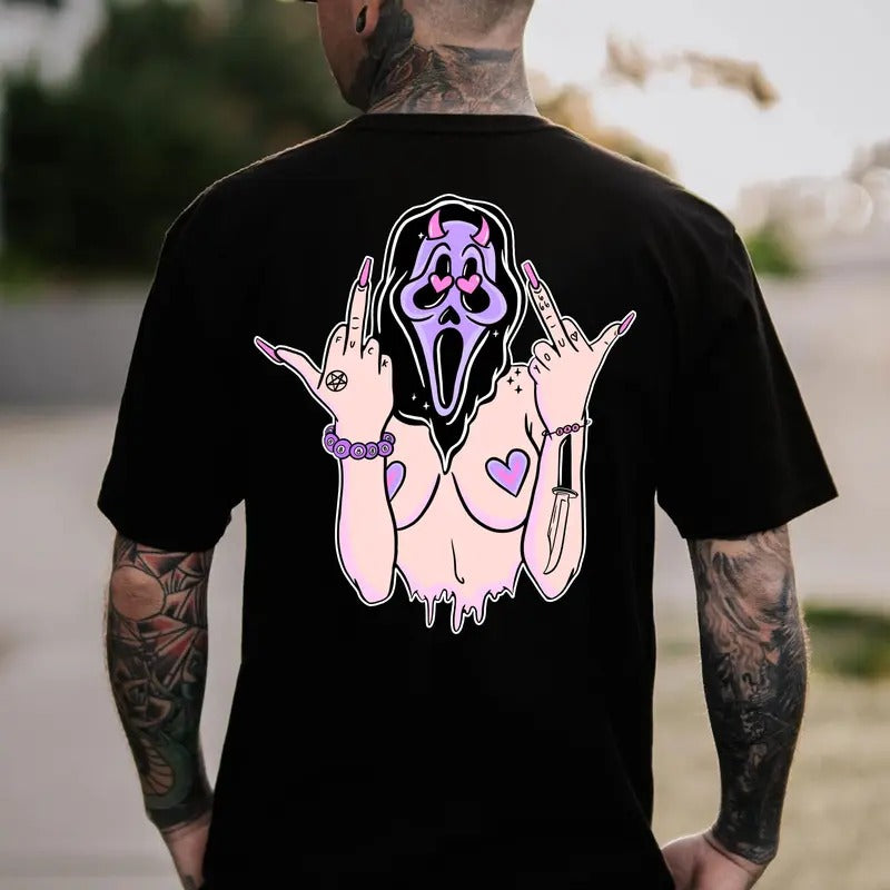 Scream Funny Expression with Na.ked Body Black Print T-shirt, Sweatshirt, Hoodie,  Oversized S-5Xl, Unisex Shirt, Today...