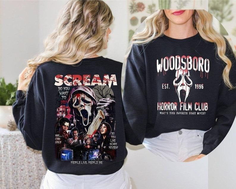 Scream Horror Film 2Sided Sweatshirt Scream Ghost Gruesome Face Merch Popular Print Unisex Trendy Casual Streetwear...