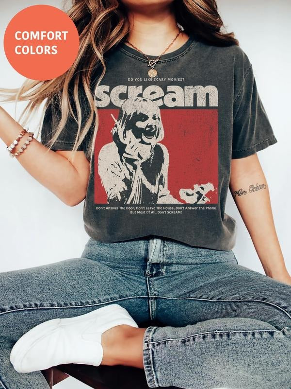 Scream Movie Vintage Graphic Tee. Retro Horror Shirt. Scary Movie.  Holiday Gift. Horror Gift. Billy Loomis. Halloween...