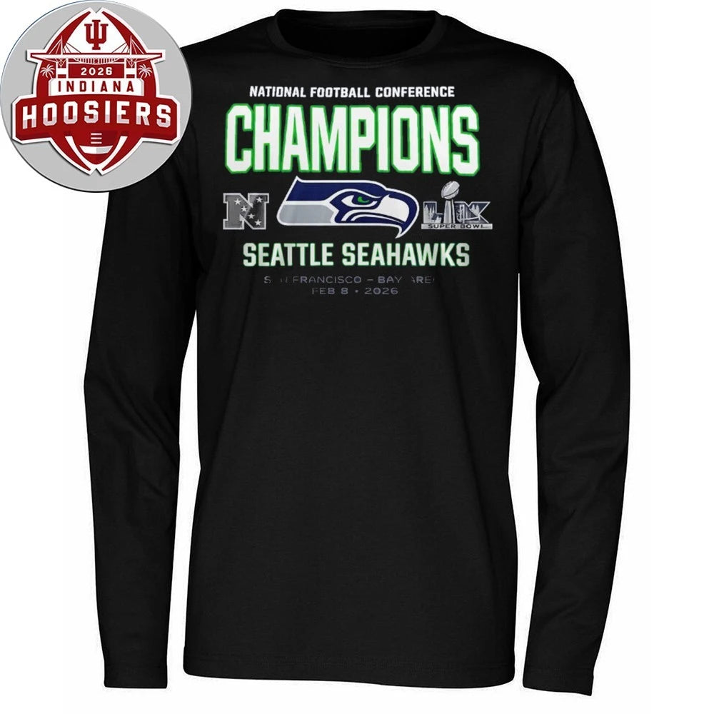 Seahawks 2025 2026 NFC Champions 4 Time Logo T-Shirt