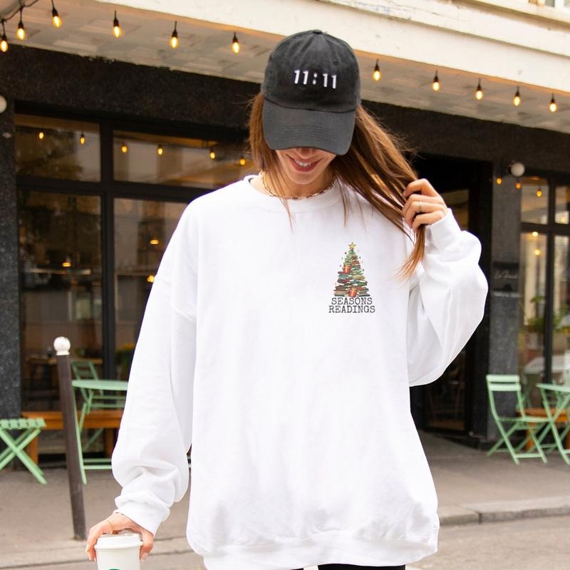 Seasons Readings Sweatshirt, Bookish Christmas Sweatshirt, Book Lover Gift, Bookworm Crewneck Sweatshirt, Book Nerd...