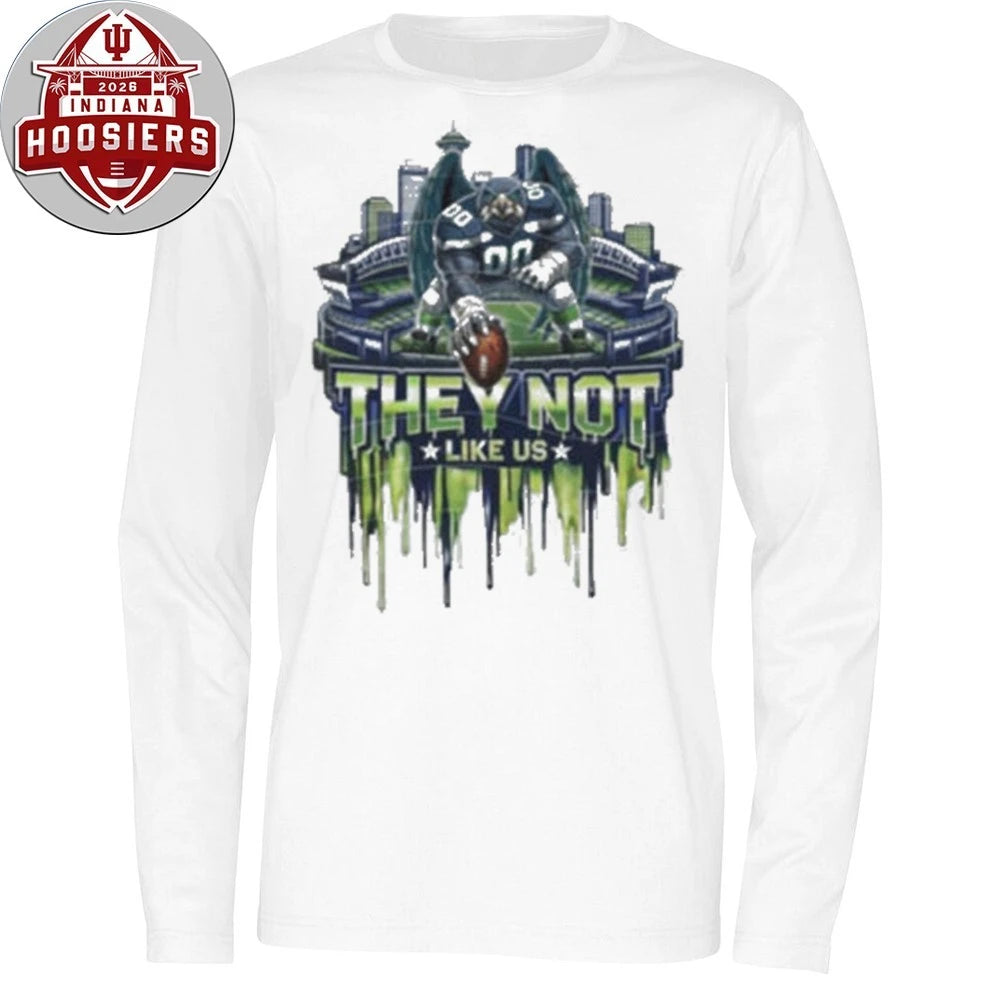 Seattle Football They Not Like Us Eagle Mascot Stadium Drip T-Shirt