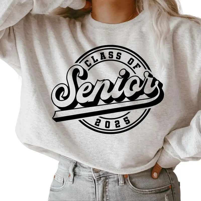 Senior 2025 Unisex Cotton T-Shirt - Retro Class of 2025 Graduation Sweatshirt