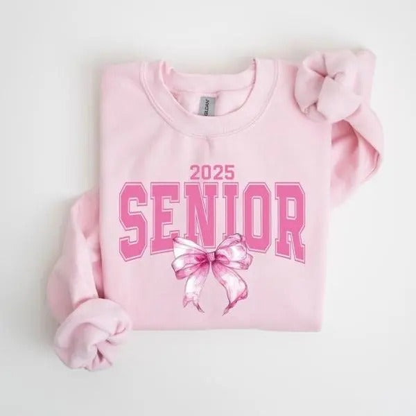 Senior Coquette Girl Sweatshirt, Coquette Bow T-Shirt, Senior 2025 Girl T-Shirt, Graduation Gift Sweatshirt Hoodie