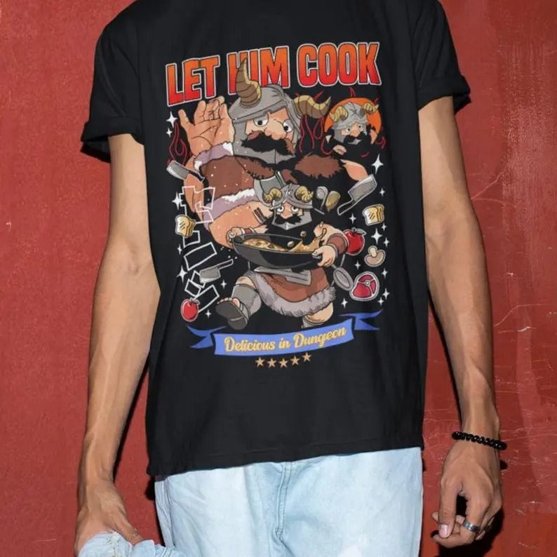 Senshi T-shirt Senshi For Food Delicious In The Dungeon Gift Tshirt, Anime Shirt, Manga Shirt, Japanese Anime Menswear...