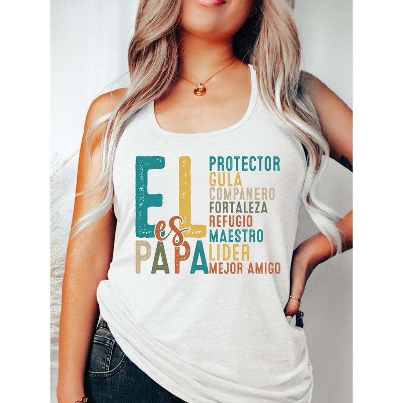 Sentimental and Stylish T - Shirt: Honor Fatherhood with a Multilingual Tribute - "El es Papa" and Associated Roles...