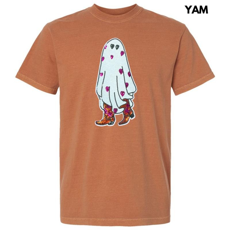 Sequin Cowgirl Ghost Patch Comfort Colors T-Shirt Hoodie, Sweatshirt | HypeCrazeTee.com