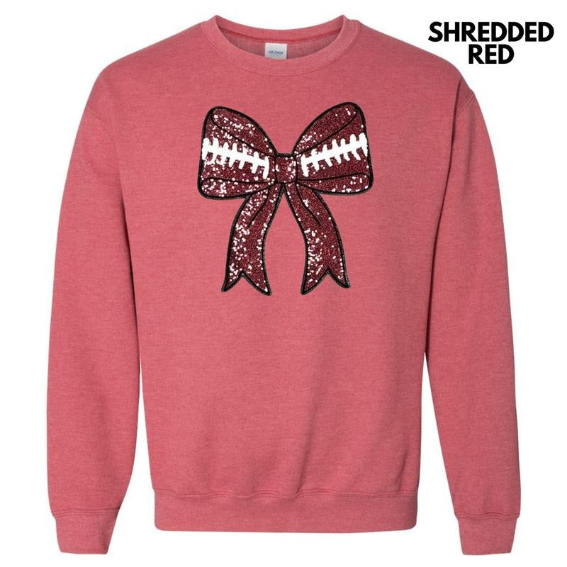 Sequin Football Bow Patch Sweatshirt T-Shirts, Hoodie | HypeCrazeTee.com