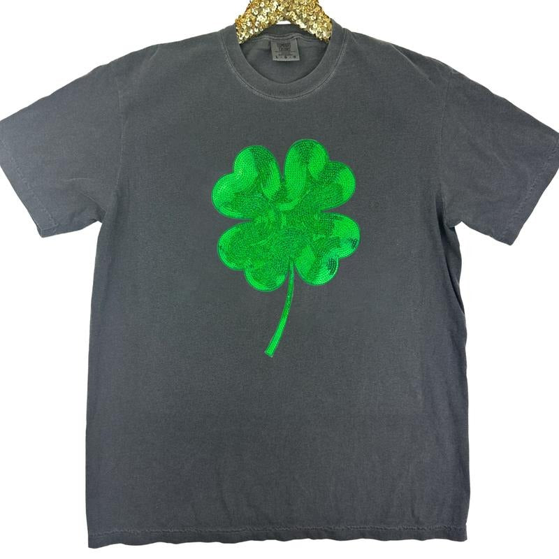 Sequin Shamrock Patch Comfort Colors T-Shirt Hoodie, Sweatshirt | HypeCrazeTee.com