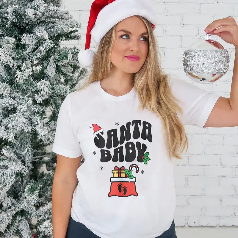 Series Santa Baby Sweatshirt, Xmas Pregnancy Announcement Sweatshirt,Shirt for Pregnancy Announcement, Christmas...
