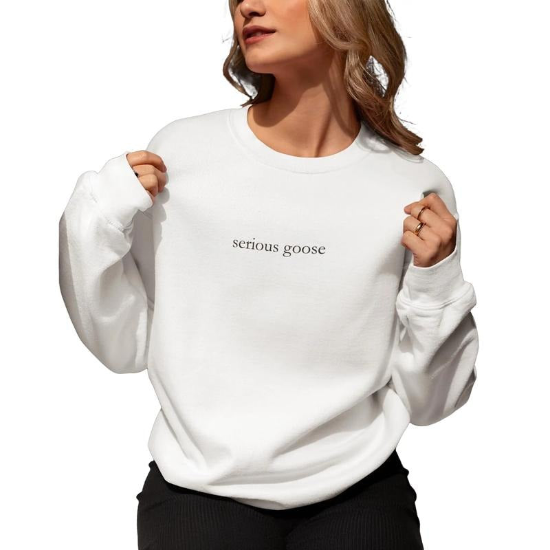 Serious Goose Embroidered Crewneck Sweatshirt, Silly Goose Sweater, Funny Long Sleeve Embroidered Sweatshirt, Gods...