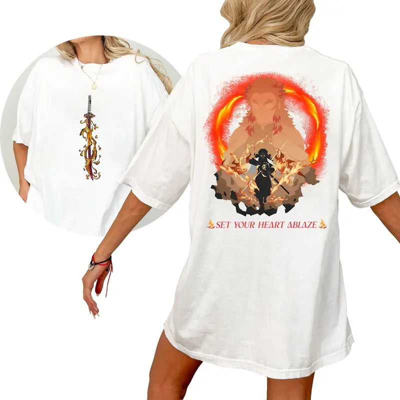 Set Your Heart Ablaze Funny DM Characters Tshirt Crewneck Hoodie Comfort Cotton Sweatshirt | HypeCrazeTee.com