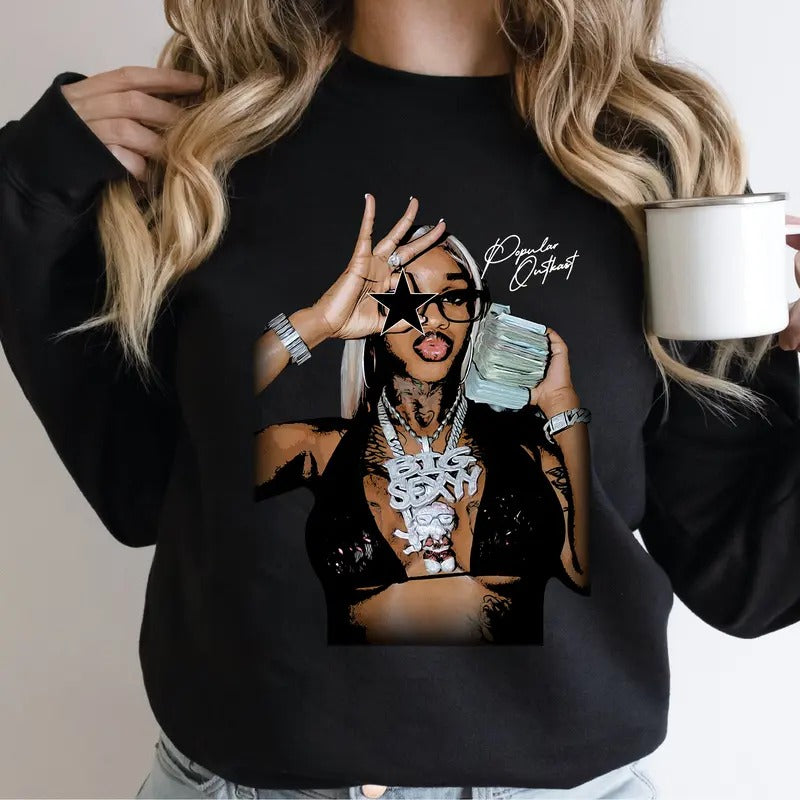 Sexxy Reddd Star Sweatshirt, Striking Big Face Rap Graphic for Music Lovers T-Shirts, Hoodie | HypeCrazeTee.com