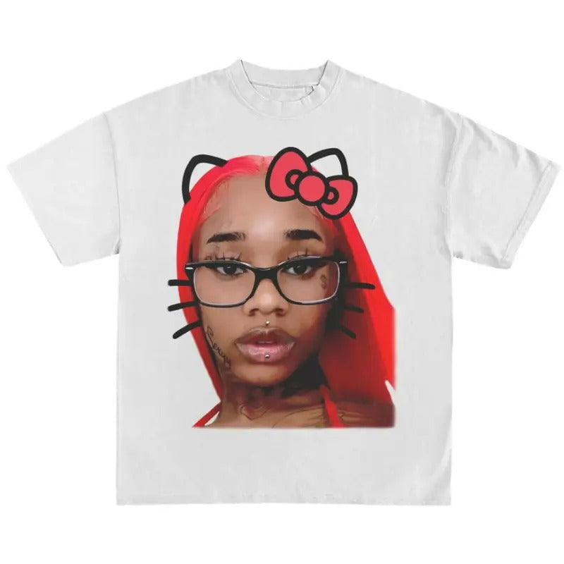 Sexyyy Red shirt Kitty Cute Shirt Cotton Fabric Hoodie, Sweatshirt | HypeCrazeTee.com
