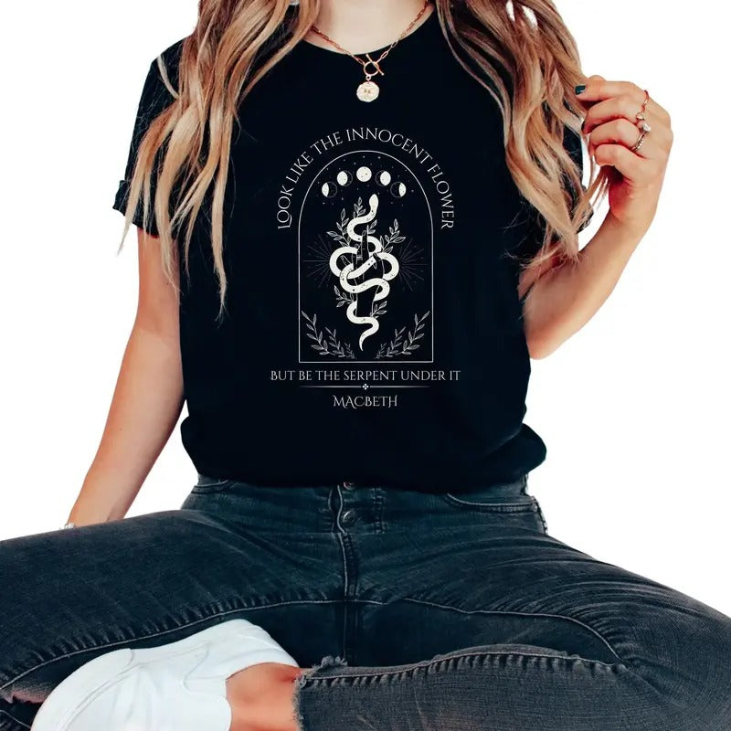 Shakespeare Shirt. Lady Macbeth Shirt, Snake Shirt, Dark Academia, Dark Cottagecore, Gothic, Unisex T-Shirt, Gifts For...