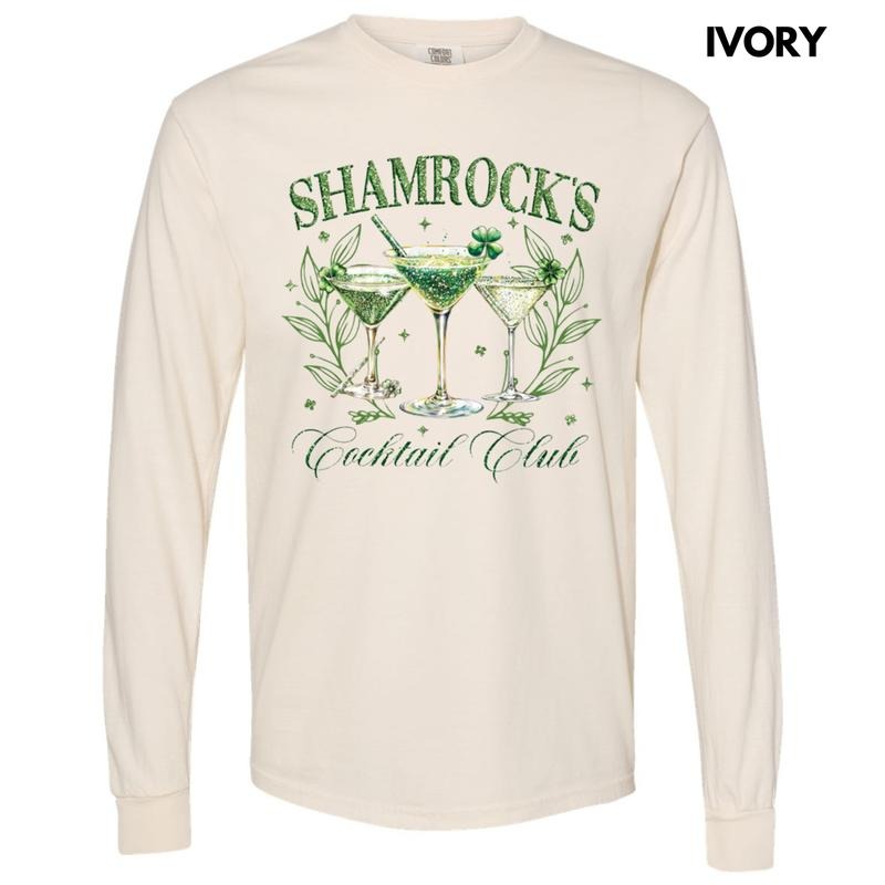 Shamrock Cocktail Club Long Sleeve Comfort Colors T-Shirt Hoodie, Sweatshirt | HypeCrazeTee.com