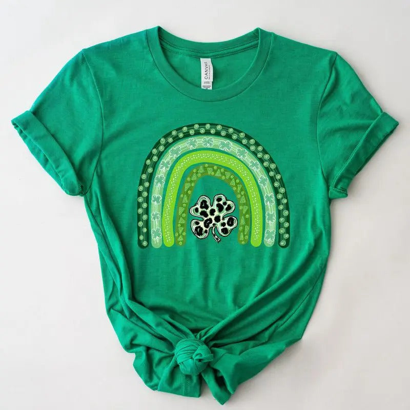 Shamrock Leopard Rainbow St Patrick's Day T-Shirt | St Patricks Day Shirt | Cute St Paddys Tee | Gift For BFF | Unisex...