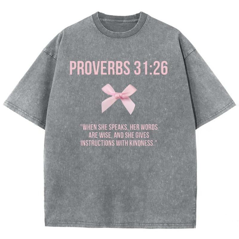 She Speaks With Wisdom Proverbs 31_26 Unisex Washed T-Shirt, Christian Jesus  t shirts, Vintage 90s Graphic Tee Gift...