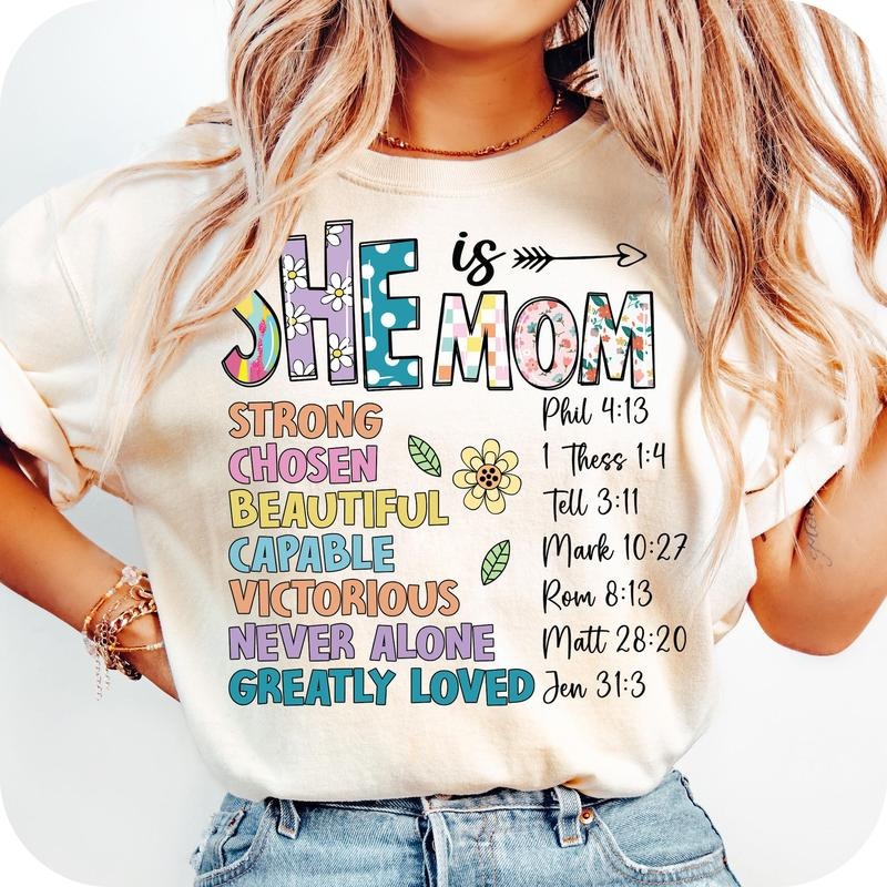 She is Mom T-Shirt, Flower Mom Shirt, Blessed Shirt, Mother's Day T-Shirt, Gift for Mom Hoodie, Sweatshirt | HypeCrazeTee.com