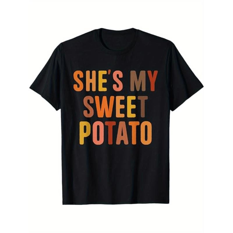 She's My Sweet Potato I Yam Thanksgiving Couples Matching T-Shirt, Halloween Thanksgiving Christmas Gifts for Men Women...