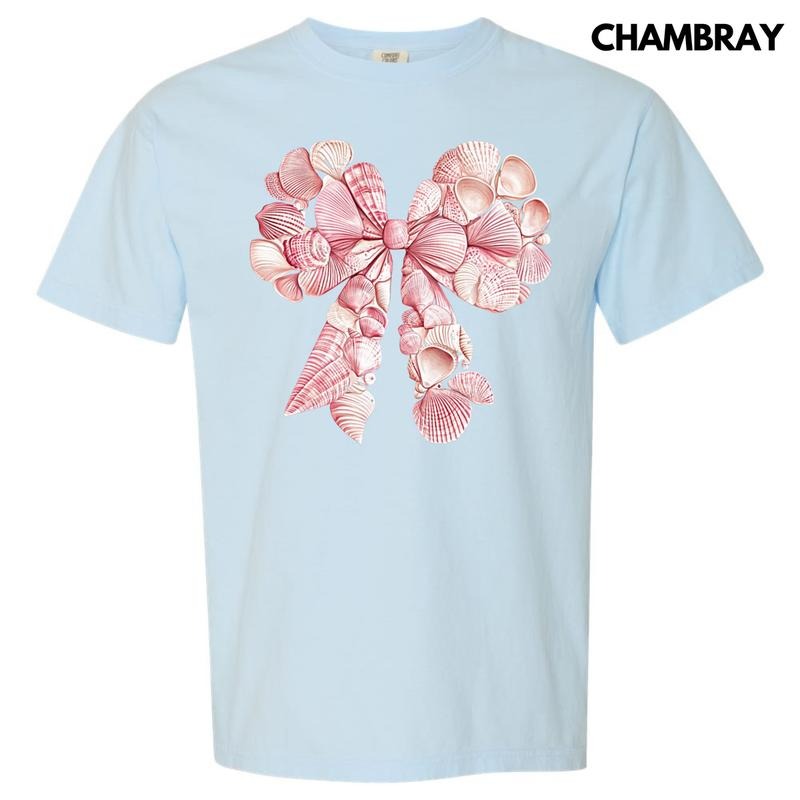Shell Coquette Bow Comfort Colors T-Shirt Hoodie, Sweatshirt | HypeCrazeTee.com