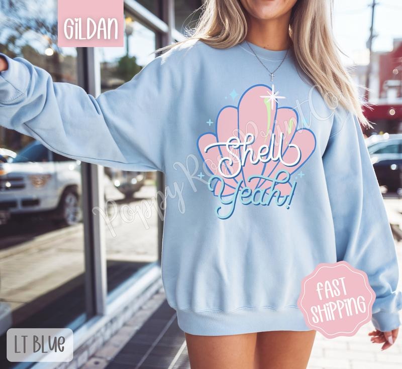 Shell Yeah Sweatshirt, Cute Summer Sweater, Girly Beach Crewneck T-Shirts, Hoodie | HypeCrazeTee.com