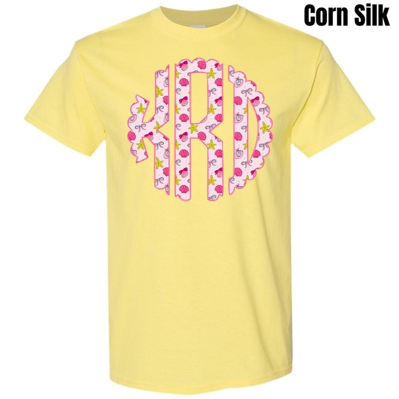 Shells & Bows Monogram Gildan Short Sleeve T-Shirt 'NLB' Hoodie, Sweatshirt | HypeCrazeTee.com