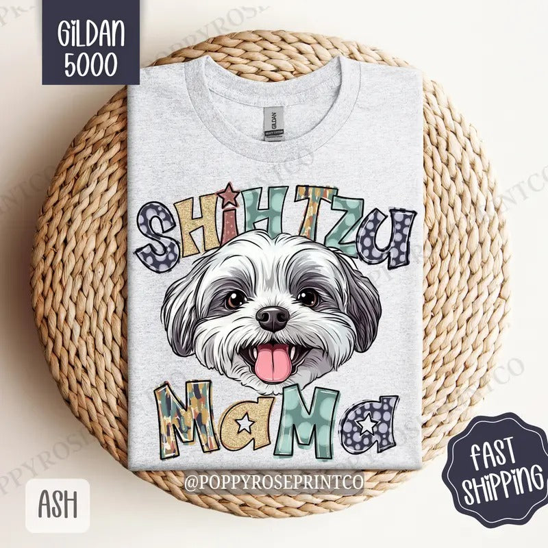 Shihtzu Mama Shirt Gildan, Dog Mom Women's Tee, Cute Mama Women's Tshirt Plus Sizes Hoodie, Sweatshirt | HypeCrazeTee.com