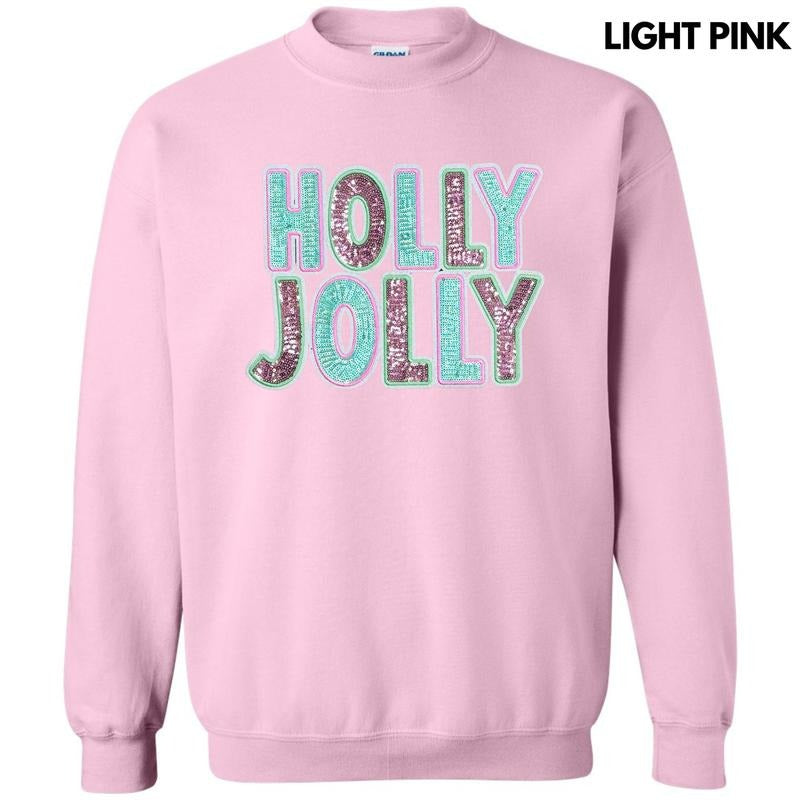 Shimmer Sequin Holly Jolly Patch Sweatshirt T-Shirts, Hoodie | HypeCrazeTee.com