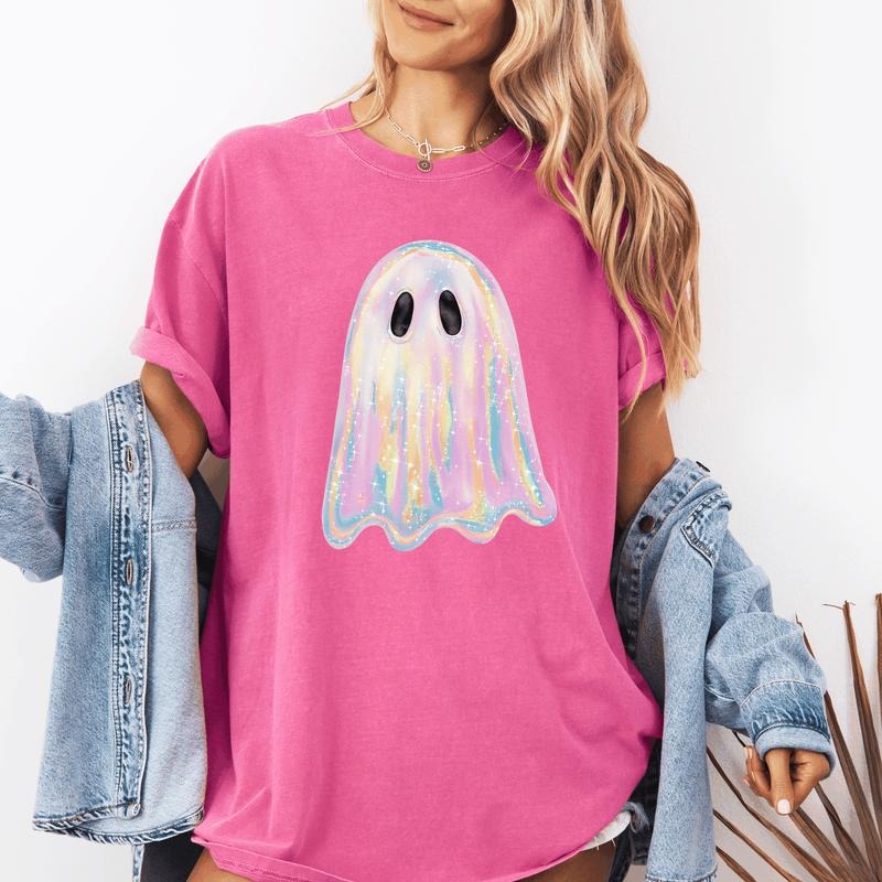 Shimmering Ghost, Iridescent Ghost, Boo, Cute Ghost, Faux Glitter Ghost, Spooky Season, Halloween, Comfort Colors...