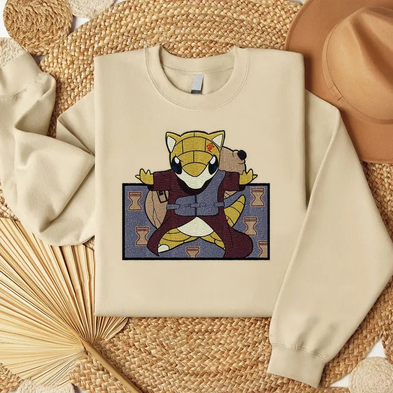 Shinobi Sandshrew Gaara Embroidered Shirt, Anime Embroidered Sweatshirt, Manga Shirt, Gift For Fan Hoodie | HypeCrazeTee.com