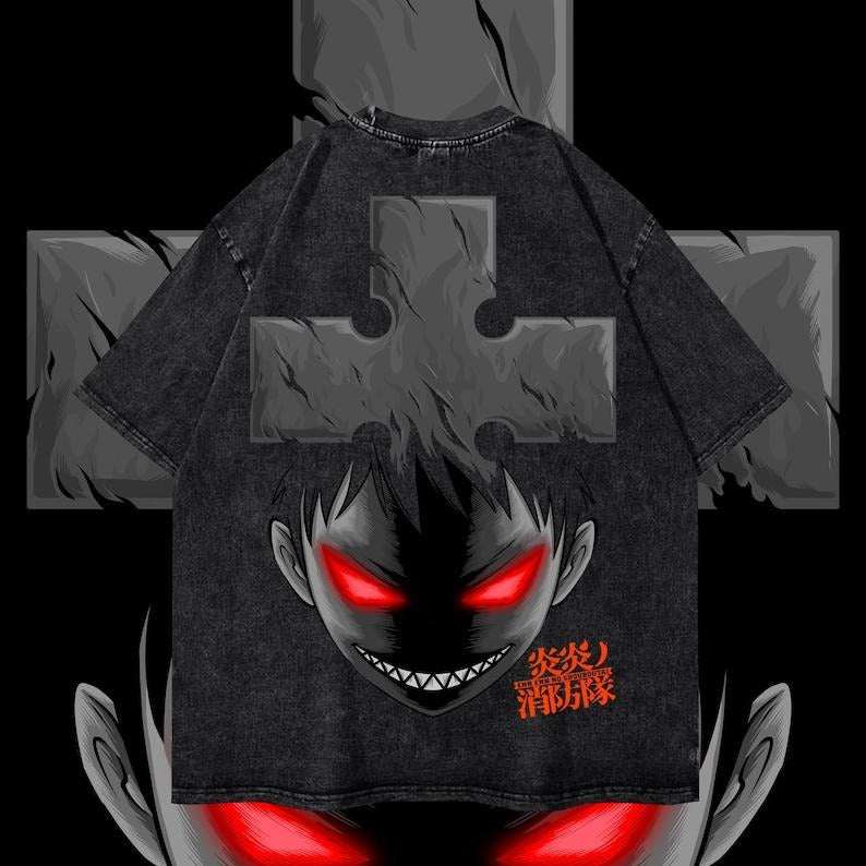 Shinra | Heavy Oversized Acid-Washed Unisex Anime T-Shirt | Streetwear & Gym Style | Fire Force ss3, Y2K Shirt ,...