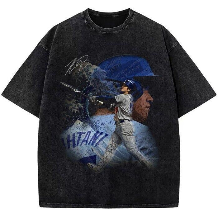 Shohei 0htani Japanese Wave Los Angeles LA Baseball Custom Graphic T-Shirt, Funny Dumb Tee, Meme Shirt, Streetwear,...