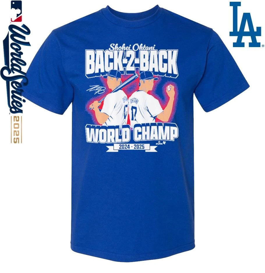 Shohei Ohtani Los Angeles Dodgers Back-To-Back World Champ T-Shirt