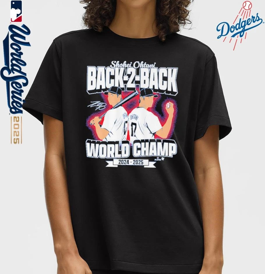 Shohei Ohtani Los Angeles Dodgers Back-To-Back World Champ T-Shirt