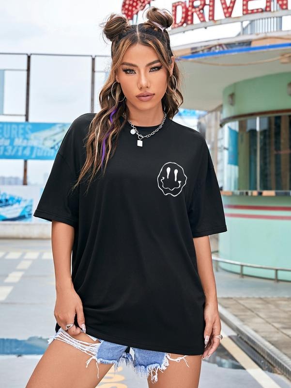 Short-Sleeve T Shirts Letter Print Oversized Top Graphic Tees Loose Casual Summer Tops Hoodie, Sweatshirt | HypeCrazeTee.com