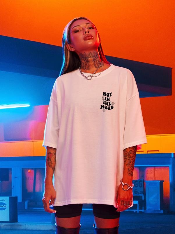 Short-Sleeve T Shirts Letter Print Oversized Top Graphic Tees Loose Casual Summer Topsstyle{n002}2 Hoodie, Sweatshirt