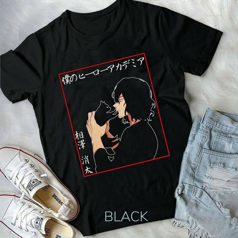 Shouta Aizawa,Aizawa with Cute Cat,Manga,BNHA, Boku no Hero new Unisex T-Shirt S-4XL Hoodie, Sweatshirt | HypeCrazeTee.com