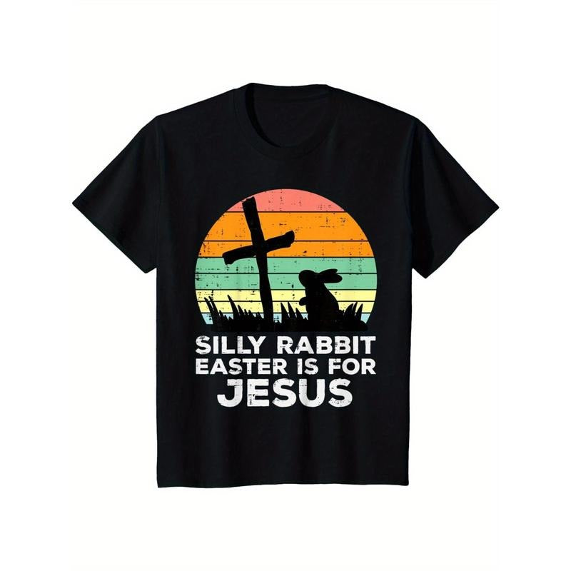 Silly Rabbit Easter Is for Jesus - Youngsters' Christian T-Shirt with Cross & Bunny Ears Design, Soft Cotton, Short...