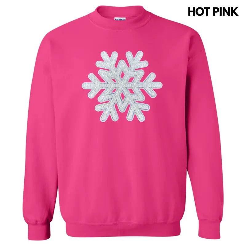 Silver & White Snowflake Sequin Patch Sweatshirt T-Shirts, Hoodie | HypeCrazeTee.com