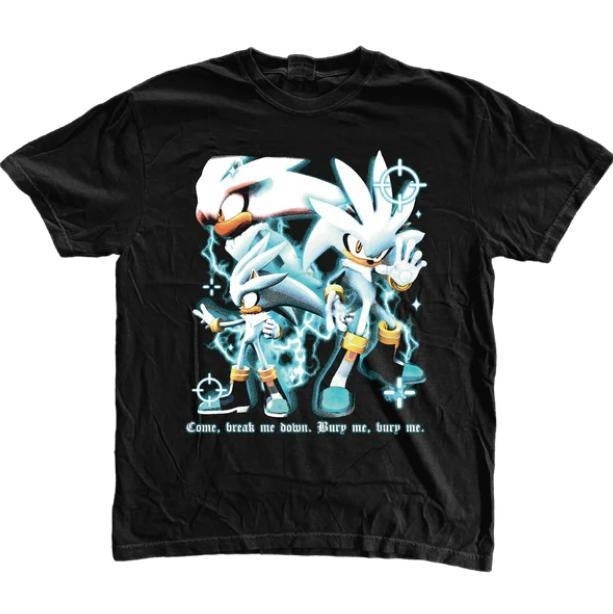 Silver the Hedgehog Bury Me T-Shirt, Adventure Shirt, Unisex Vintage Graphic Tees Gothic Grunge Y2k Emo Scene Amity...