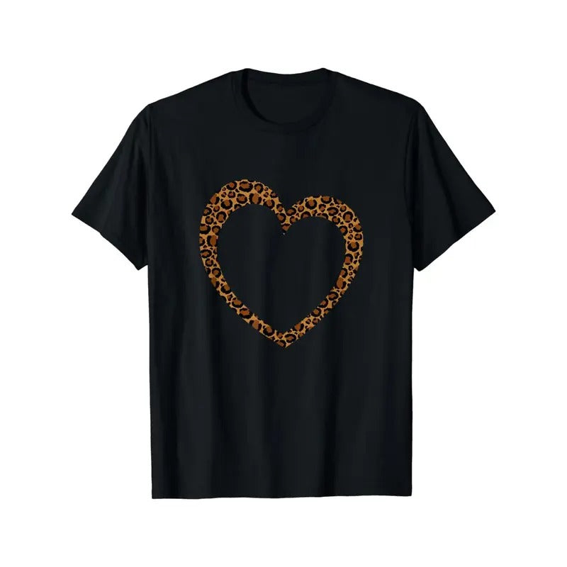 Simple and advanced,cotton T-shirt, leopard print shirt, niche design printing, high-quality breathable material, casual...