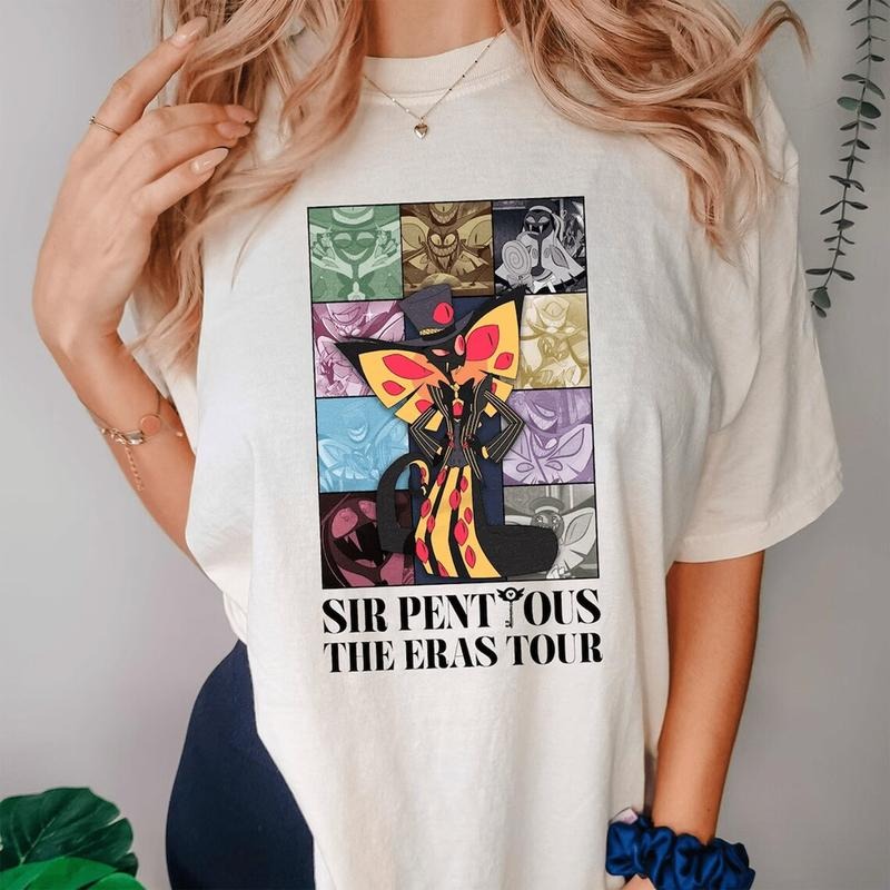 Sir Pentious The Eras Tour Tshirt, Hazbin Hotel Characters Sweatshirt, Cartoon Womenswear Tee Hoodie | HypeCrazeTee.com