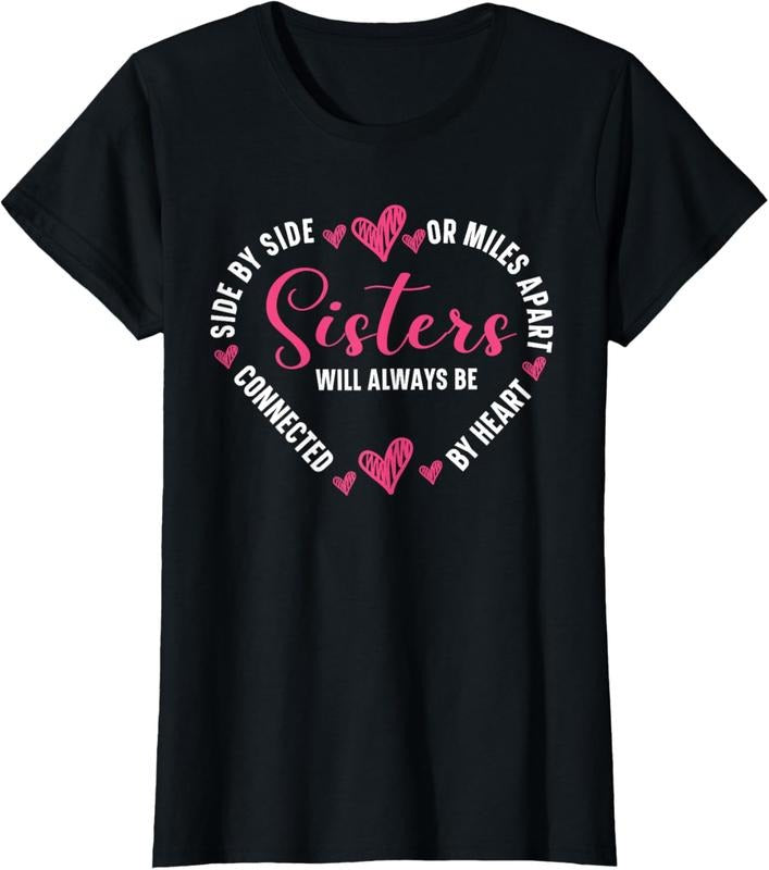 Sisters Will Always Be Connected By Heart Sister Sibling T-Shirt Hoodie, Sweatshirt | HypeCrazeTee.com