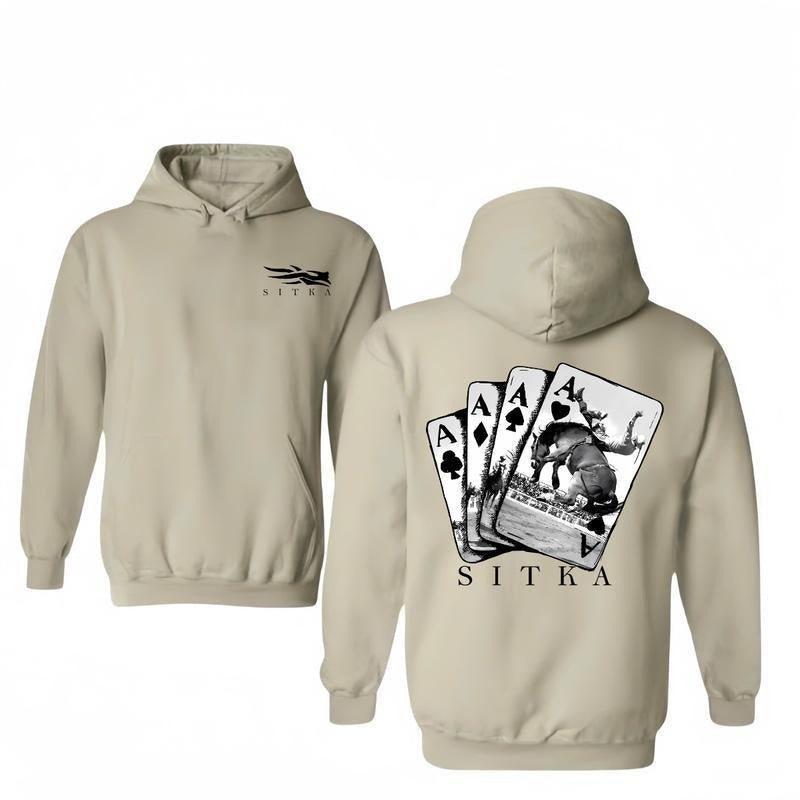 Sitka Ace Card Card playing 2 sided Hoodie T-Shirts, Vintage Style Unisex Tee, Menswear Graphic Tee, Gift for Women for...