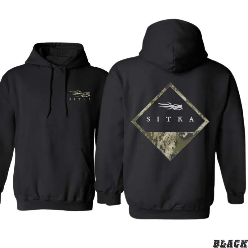 Sitka Camo Hoodie - Outdoor-Inspired Design with Bold Sitka Logo and Camouflage Pattern for Men - gifts for boyfriend,...