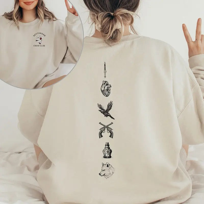 Six of Crows Sweatshirt, No mourners No funerals, Ketterdam Crow Club Sweater, Kaz Brekker, Inej Ghafa,Nina Zenik,...