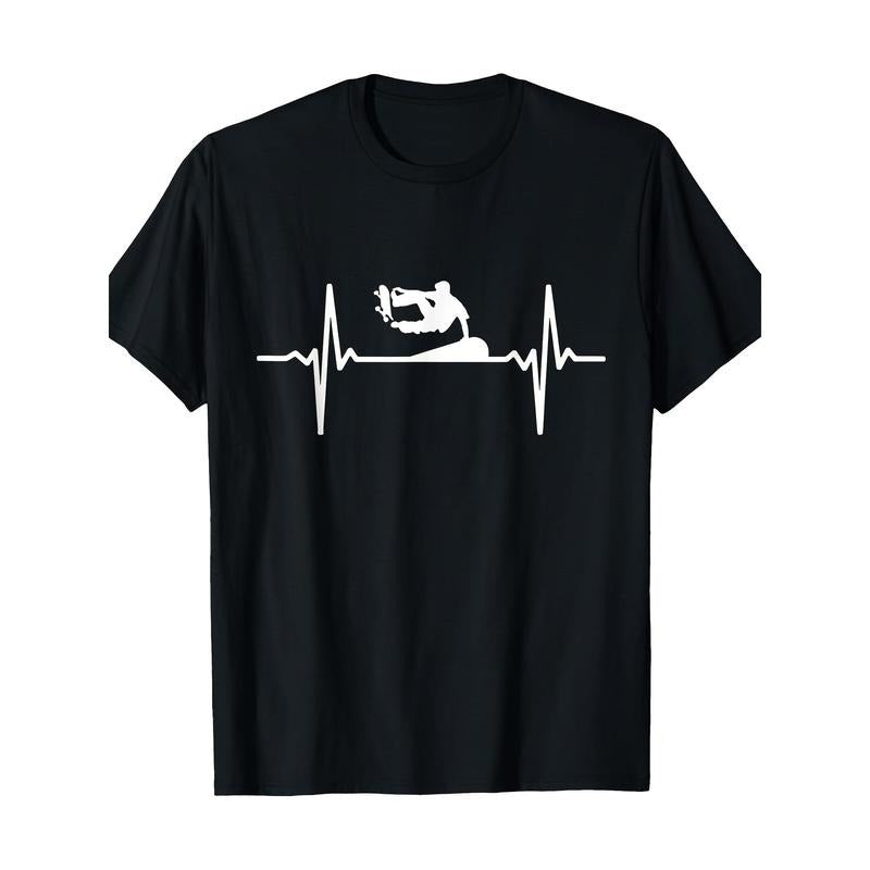 Skateboard Heartbeat Fun Clothes Pulse Skater Skate T-shirt 100% cotton T-shirt Made in USA Hoodie, Sweatshirt